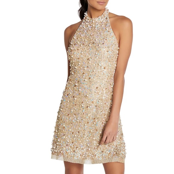 Adrianna Papell -  Women's Beaded Halter Party Dress - Picture 1 of 16